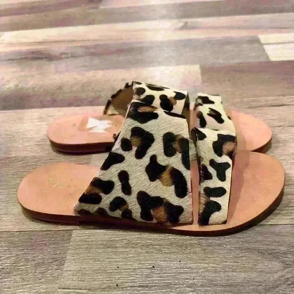 Anthropologie Womens Monica Leopard Hair Slide On Sandals Sz 36/5.5 - Picture 3 of 5